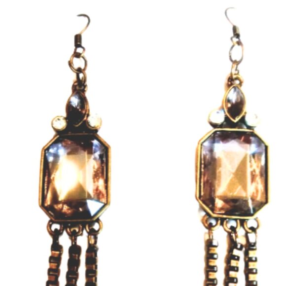 Antique Bronze Pave Chandelier Earrings - Picture 3 of 5